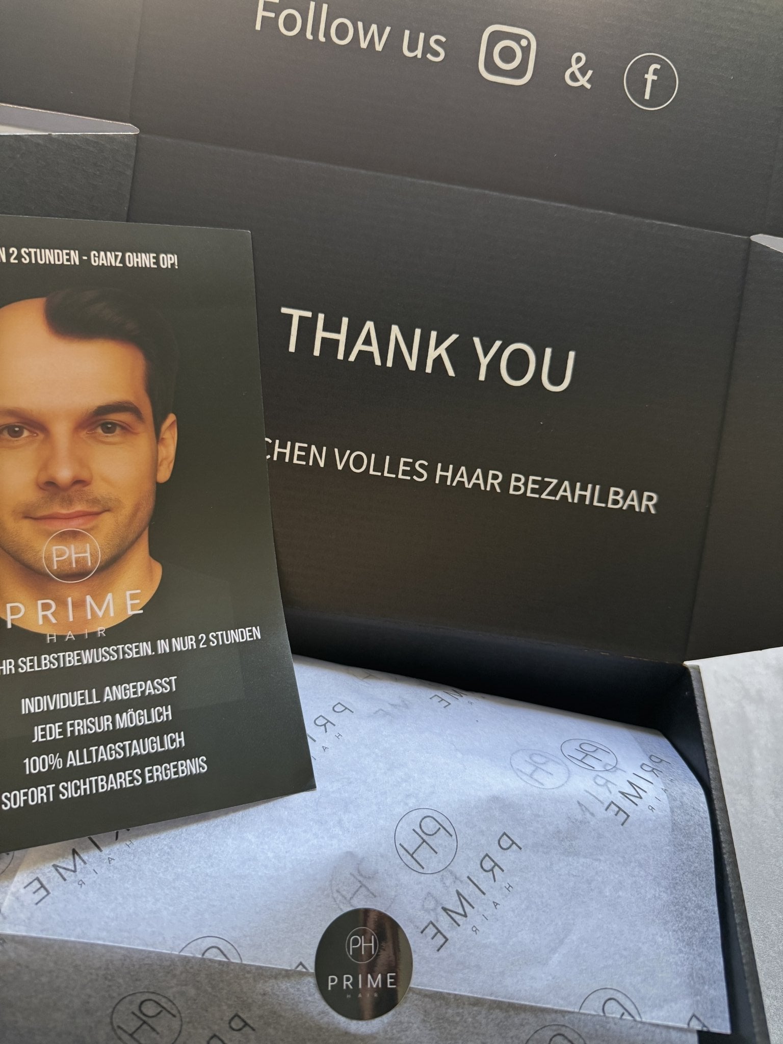 PRIME HAIR Paket mit Willkommens Flyer